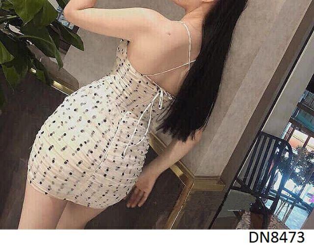 Đầm voan bi 2 dây rút ngực sexy