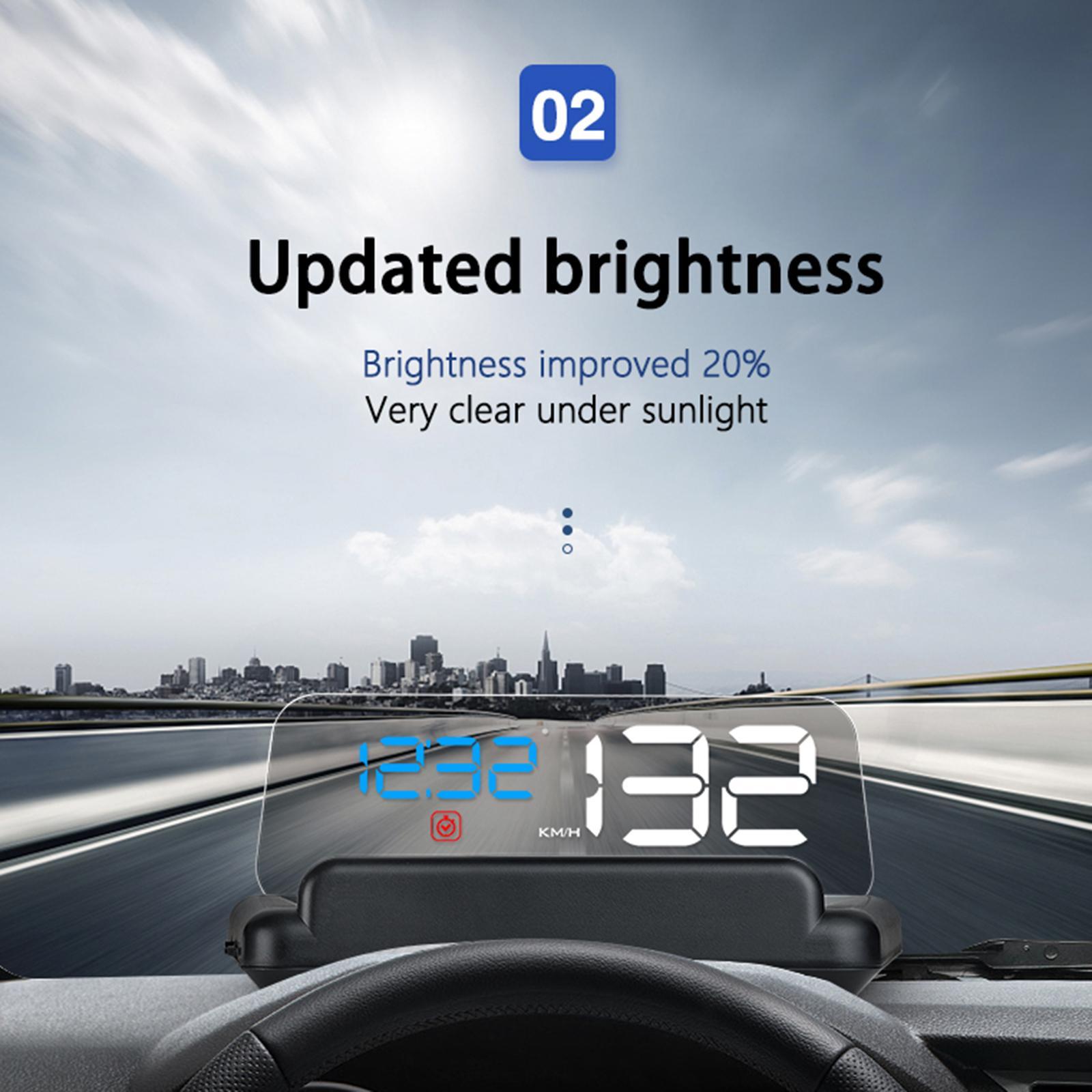 Car HUD Head up Display, Water Temp Alarm, 3D Tired Alarm, Windshield Projector, HUD Projection, Digital Speedometer, for All Cars