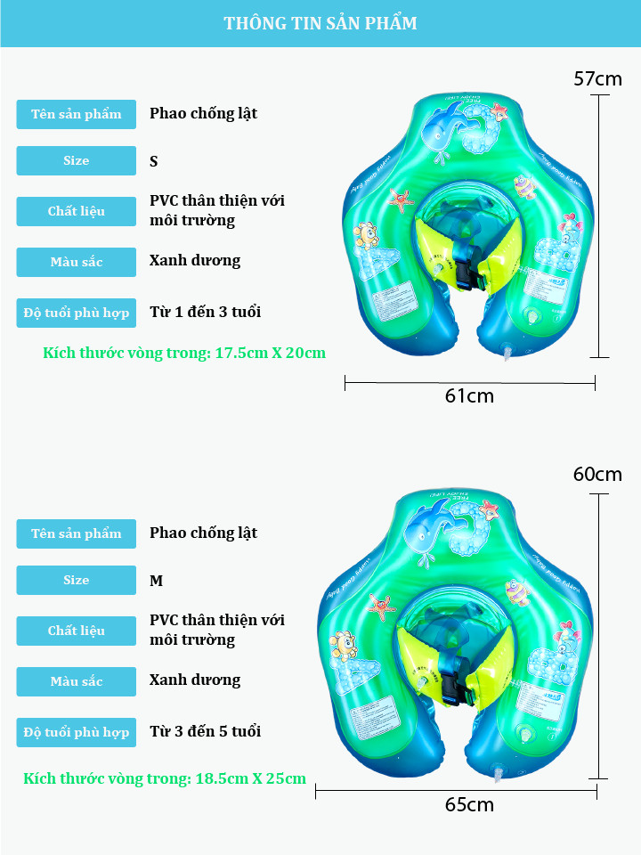 Phao bơi chống lật cho bé từ 1 tuổi đến 5 tuổi