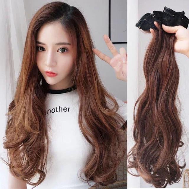 Tóc giả kẹp phím phồng xoăn dài