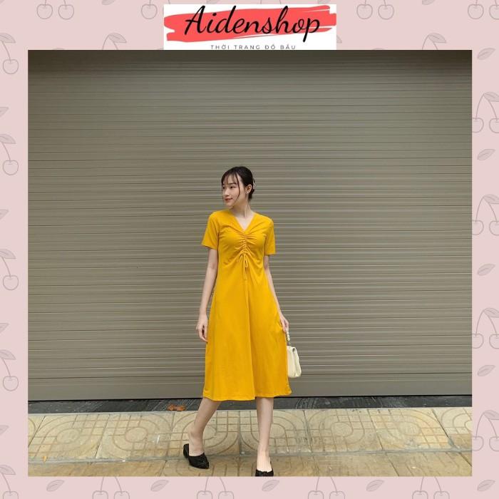 Váy suông bầu chất cotton thời trang cộc tay mùa hè