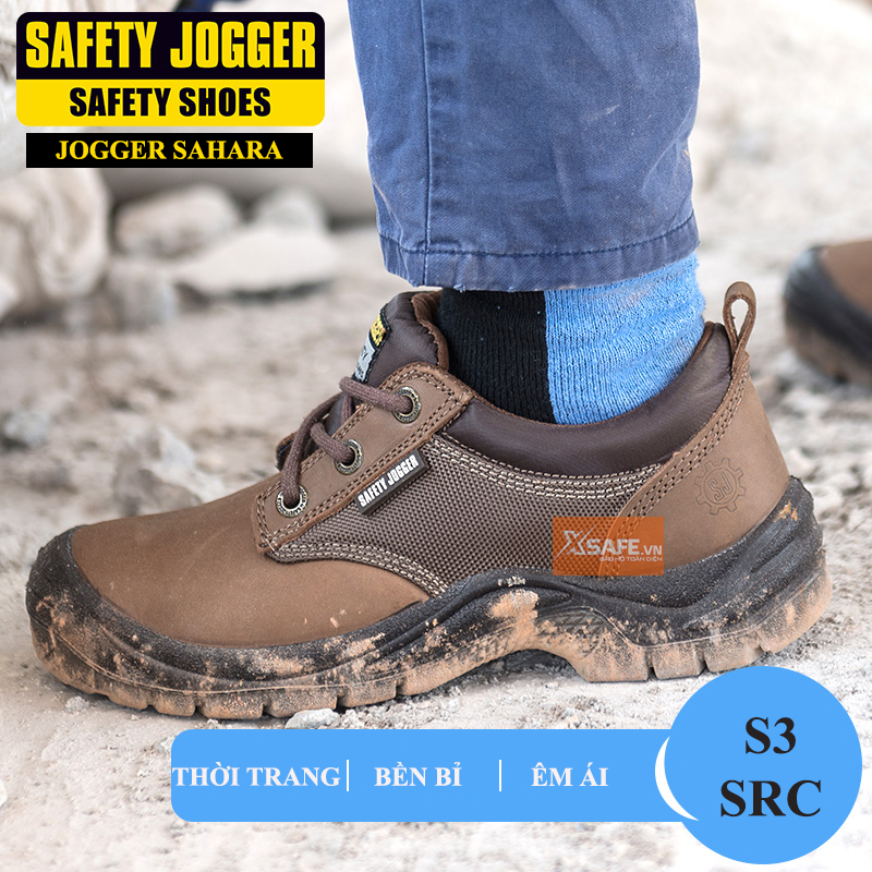 Giày bảo hộ lao động nam Jogger Sahara S3 da ngựa siêu bền, chống nước, chống đinh, trơn trượt Giày công trình, nhà máy