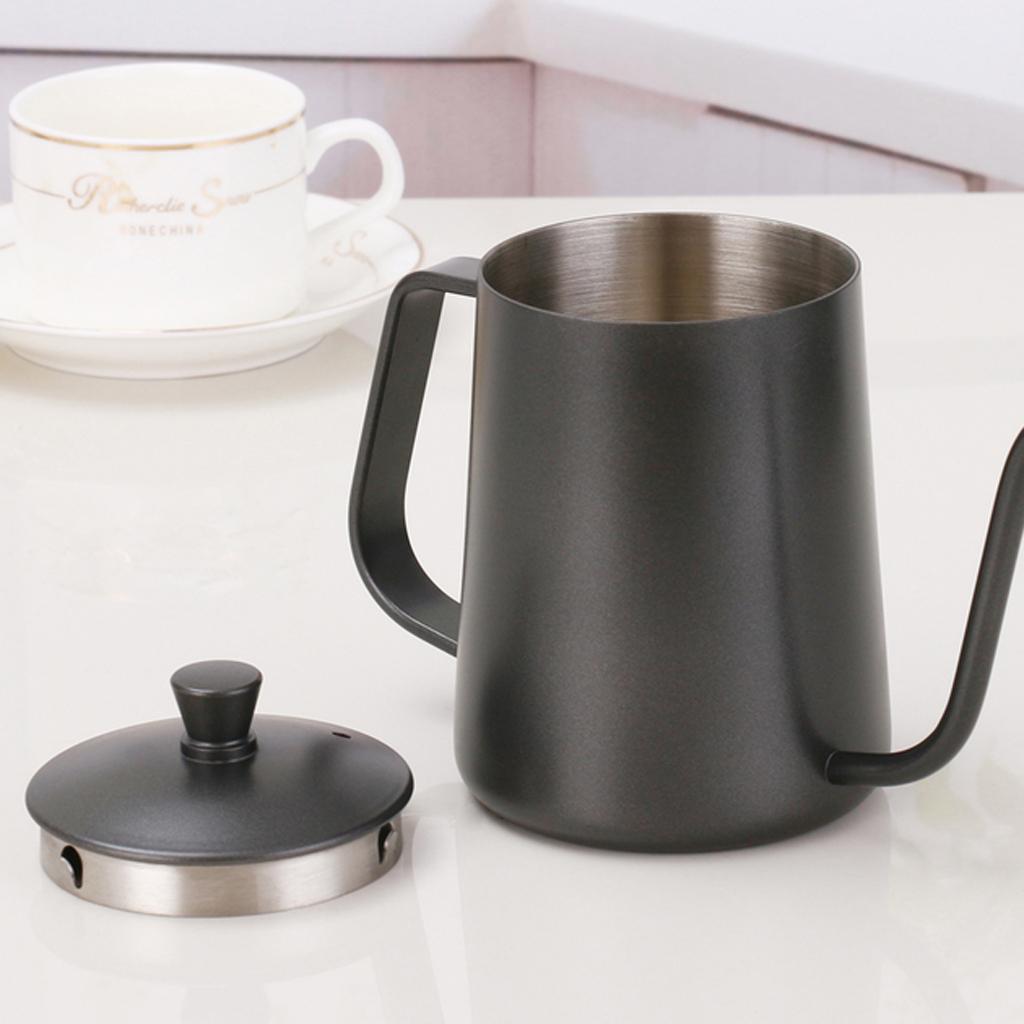 Stovetop Gooseneck Tea Coffee Kettle Stainless Steel Hot Water 600ml Black
