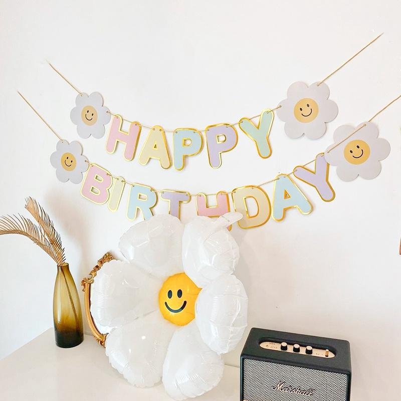 Dây chữ HPBD hình hoa cúc nhiều màu xinh xắn trang trí tiệc sinh nhật