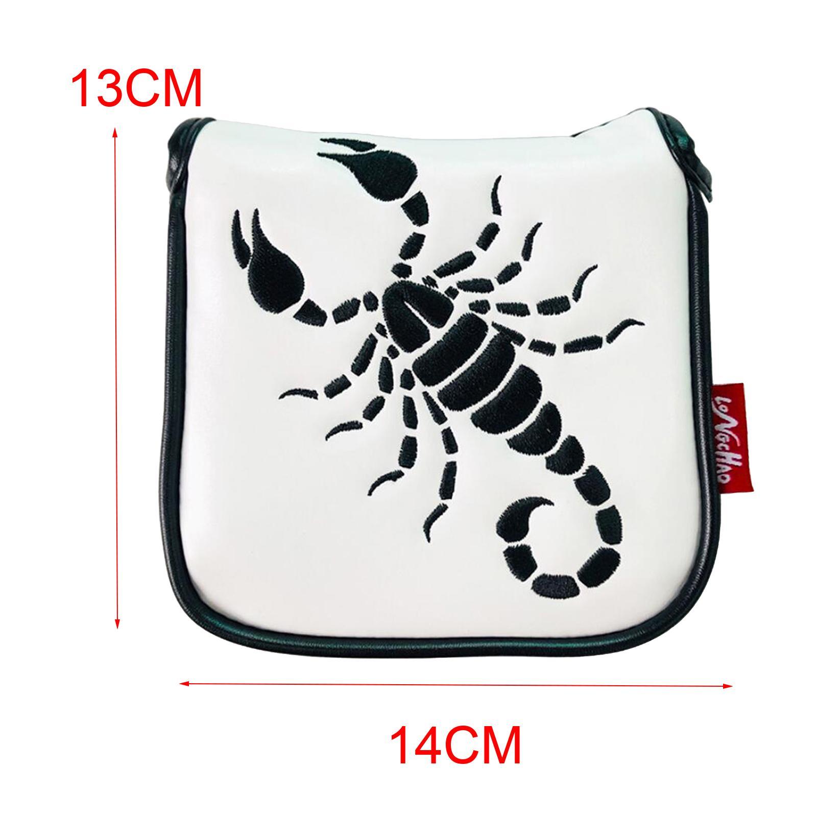 2xUniversal Golf Mallet Putter Cover Square Headcover Magnetic Closure Guard Scorpion White