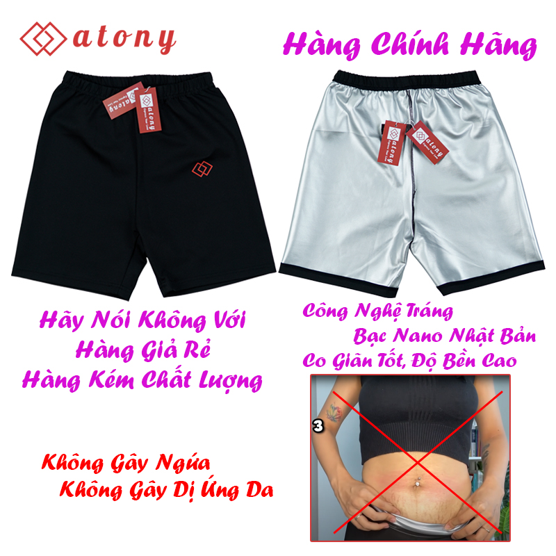 Quần Sinh Nhiệt Giảm Mỡ Bụng ATONY Cao Cấp, Tráng Nano Bạc Hỗ Trợ Giảm Cân, Tan Mỡ, Đổ Mồ Hôi