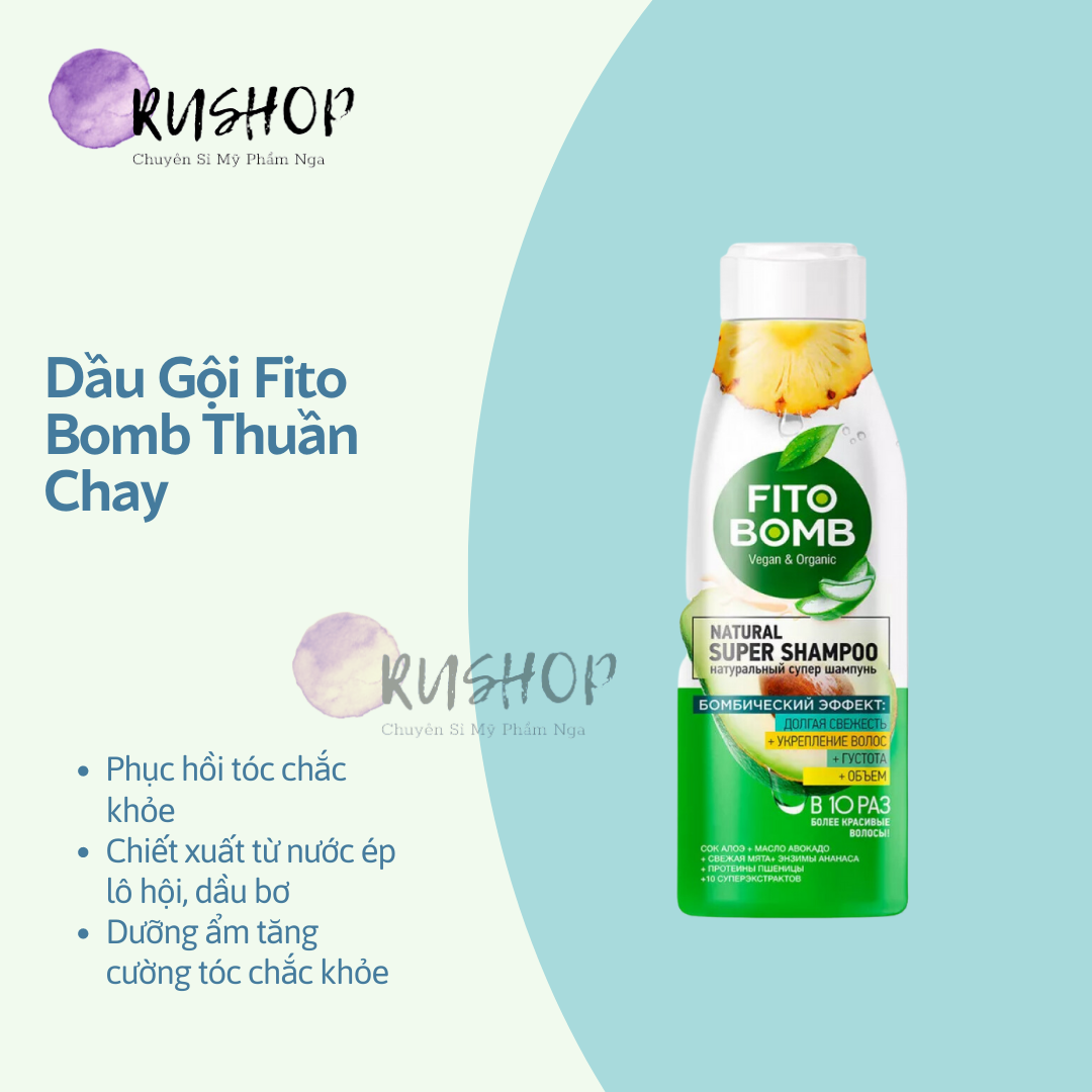 Dầu gội thuần chay Fito Bomb chiết xuất Bơ 250ml phục hồi tóc chắc khỏe