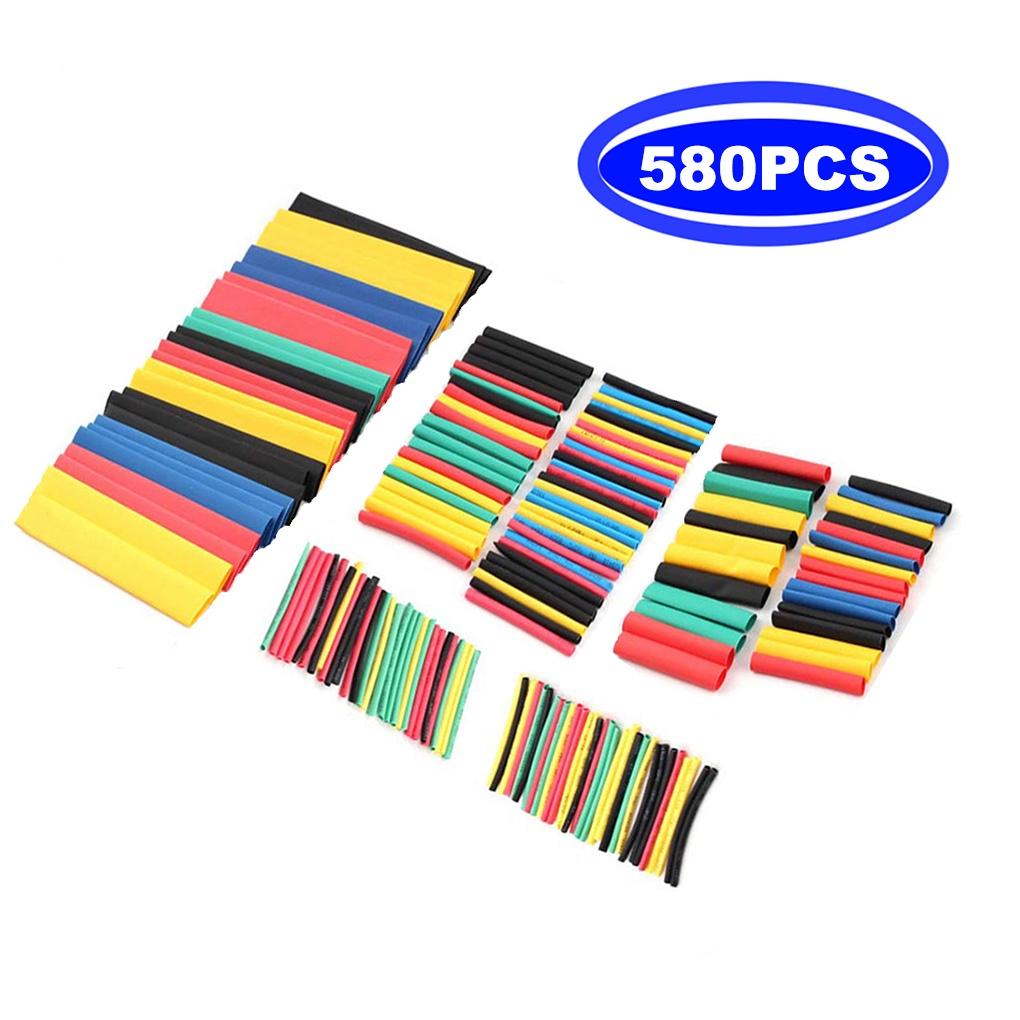 580 Pieces Heat Shrink Tube 2:1 Wrapping Shrinking Cable Connection Insulation Thermoresistant Casing Wrap Kit