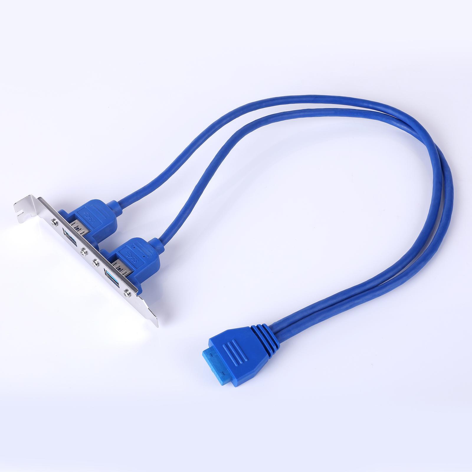 Dual 2 Ports USB 3.0 Back Panel to 20pin Header Cable with PCI Plate Bracket