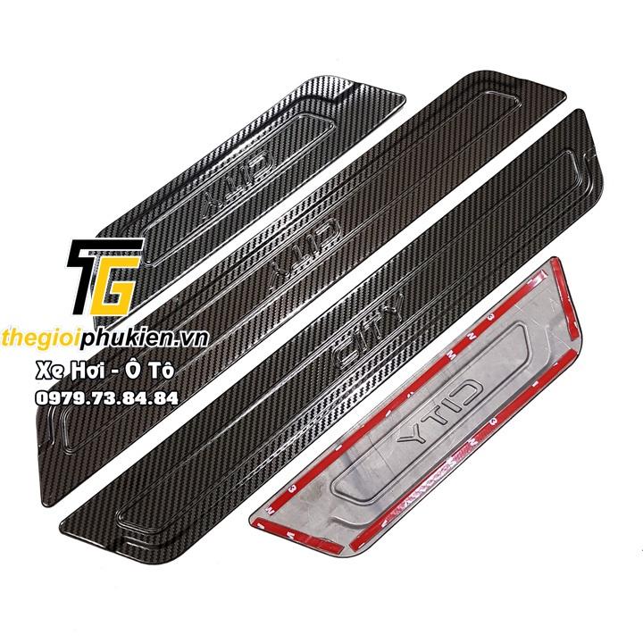 BỘ SẢN PHẨM Nẹp bước chân và ốp chống trầy cốp Honda City 2021 - Mẫu vân Carbon