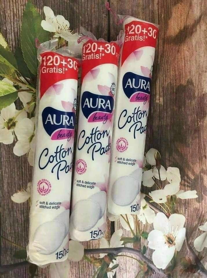 combo 3 Bông Cotton AURA 150 MIẾNG