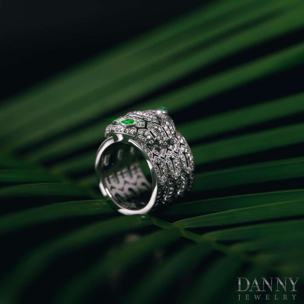 Nhẫn Danny Jewelry Bạc Thổ Nhĩ Kỳ Xi Rhodium Đính Đá CZ & Đá Zircon Biểu Tượng Rắn N0003TNK