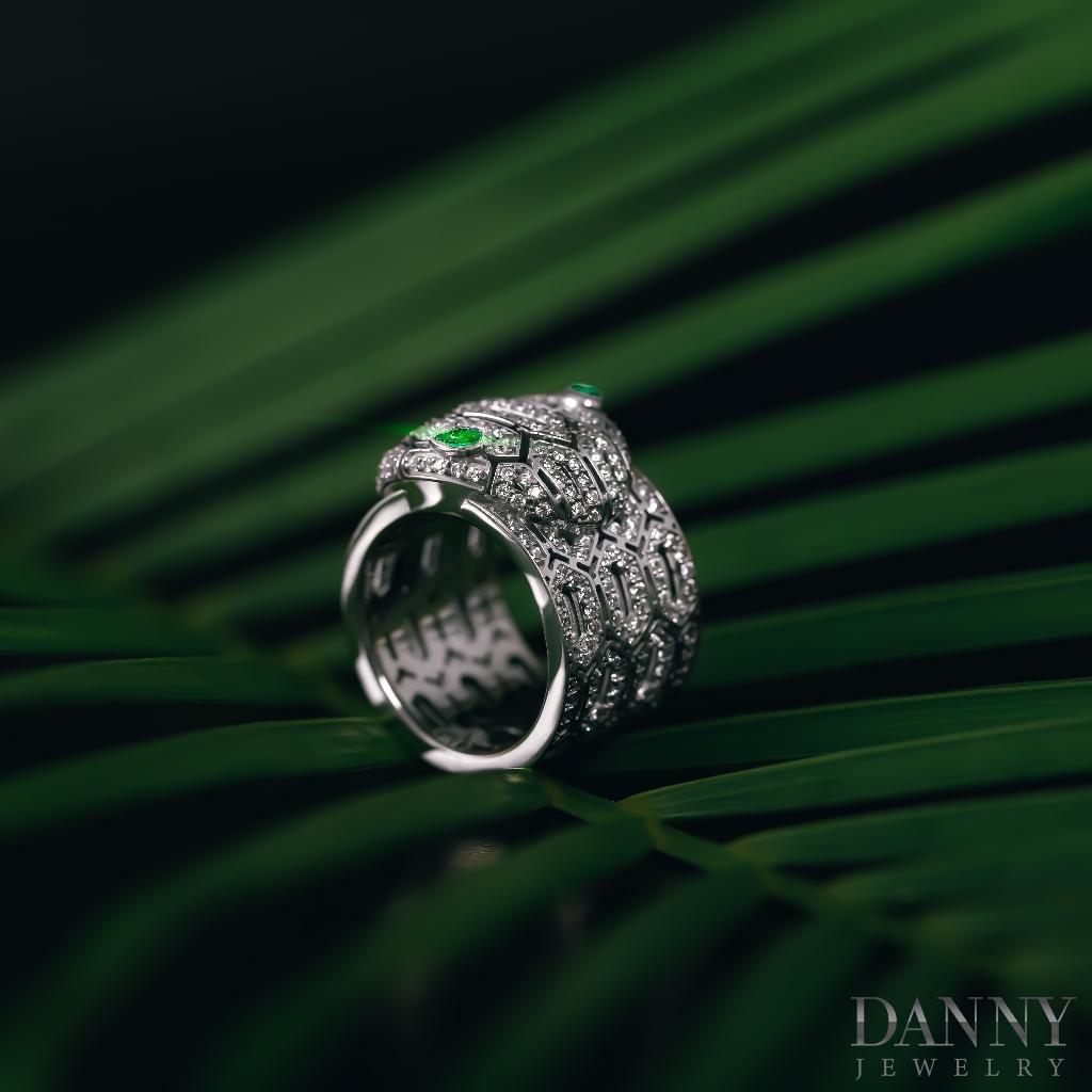 Nhẫn Danny Jewelry Bạc Thổ Nhĩ Kỳ Xi Rhodium Đính Đá CZ &amp; Đá Zircon Biểu Tượng Rắn N0003TNK