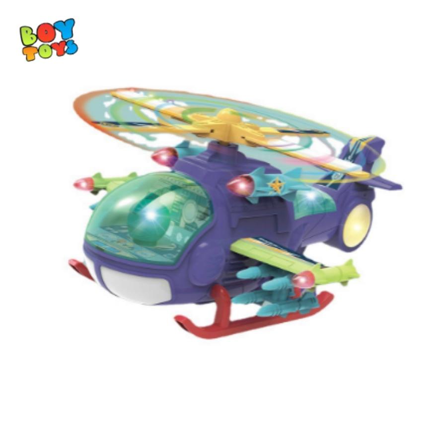 Đồ chơi máy bay trực thăng cỡ lớn màu tím chạy pin có nhạc và đèn, tự động tránh vật cản cực thú vị cho bé
