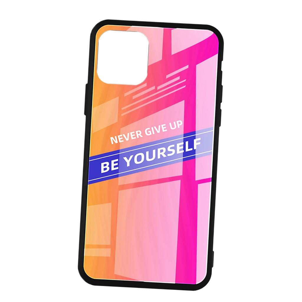 Luxury Glass NEVER GIVE YOURSELF Phone Case for 11 NEW 6.1inch