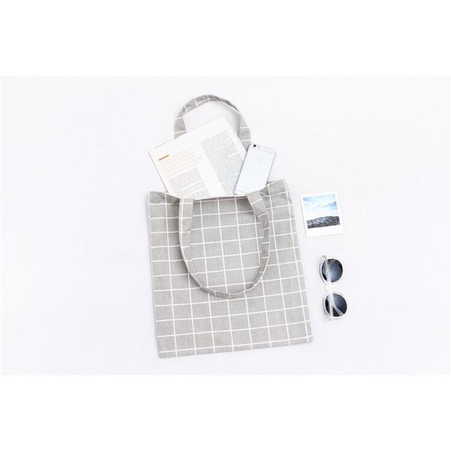 TÚI TOTE VẢI CANVAS CARO BASIC HOTTREND STYLE HÀN QUỐC LOẠI 1 MỀM MỊN