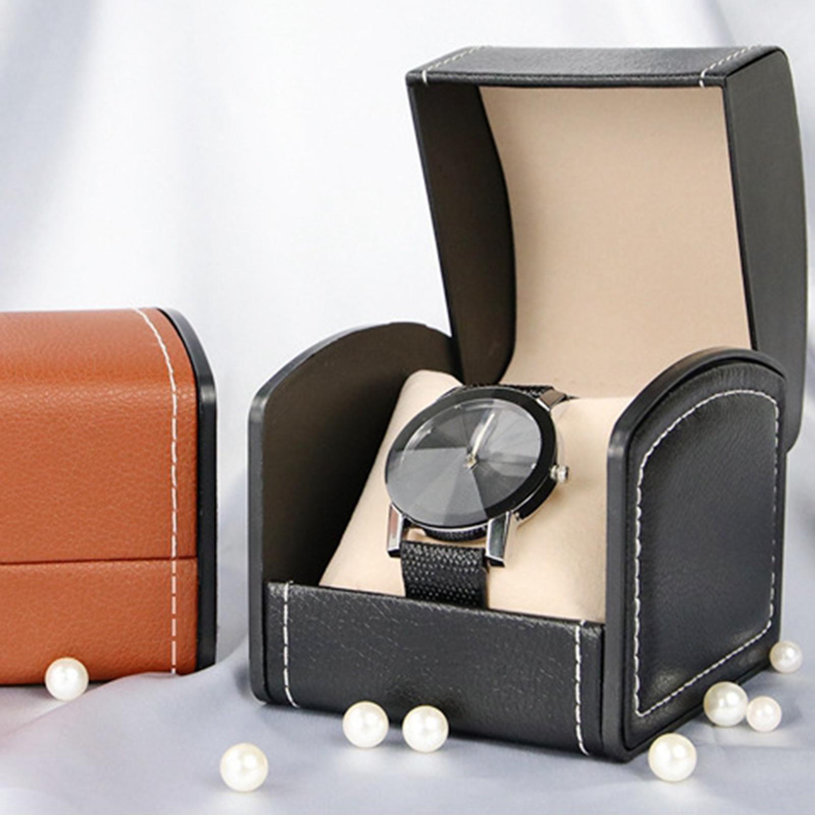 2pcs Classic PU Leather Watch Case Display Holder Organizer Jewelry Boxes