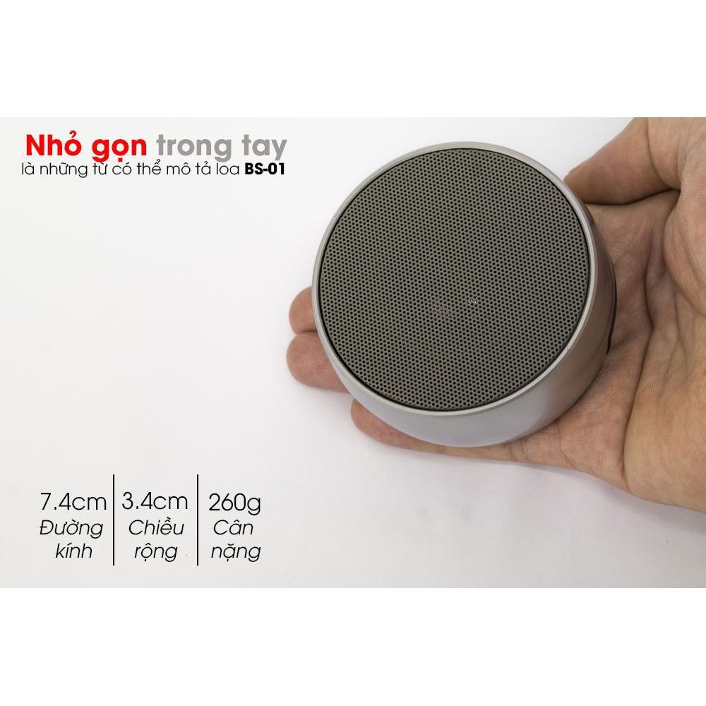 Loa bluetooth cầm tay mini BS01 tiện dụng, vỏ kim loại siêu bền, nghe nhạc không dây, bass rõ ràng