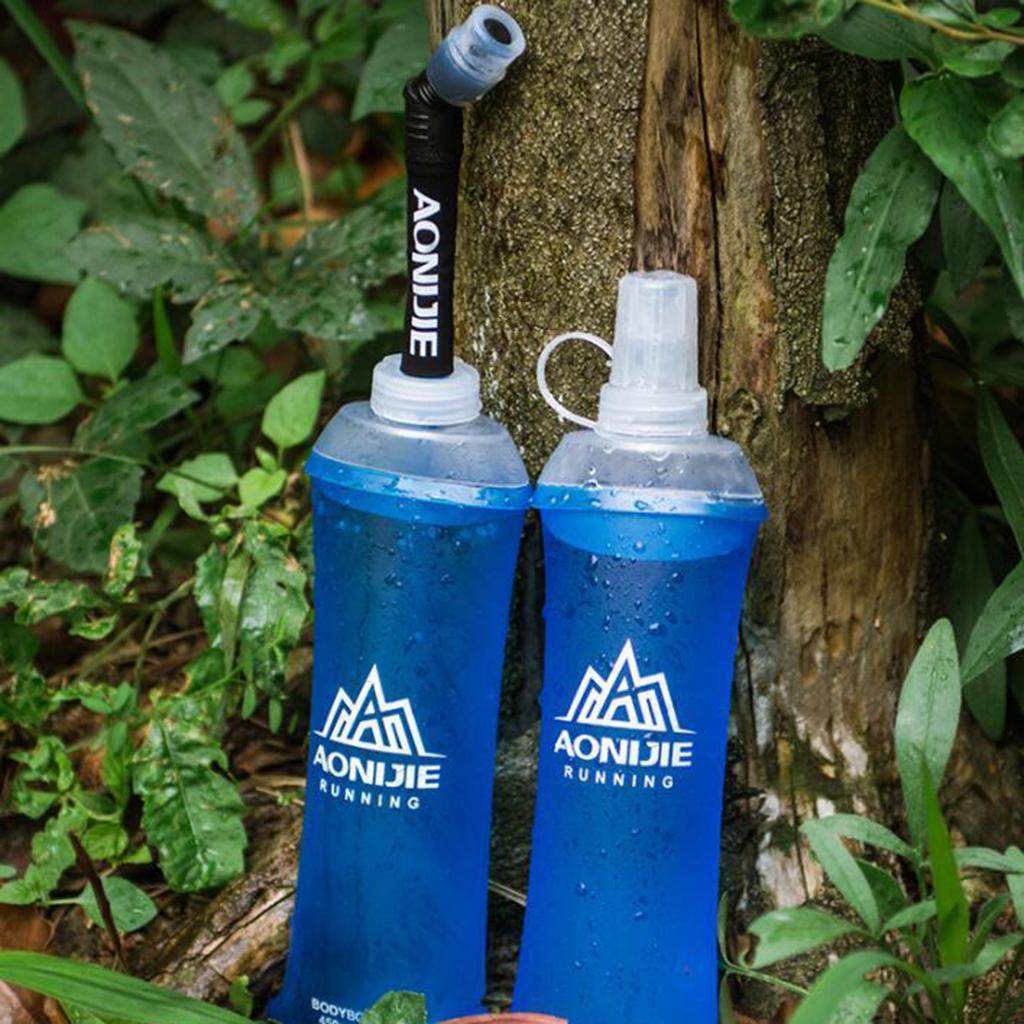 TPU Soft Flask Running Collapsible Water Bottles for Hiking 450ml Blue