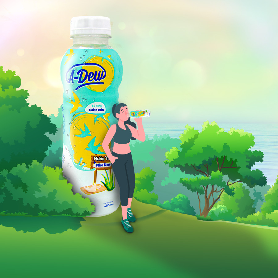 Nước Yến Nha Đam Đường Phèn A-Dew 450ml (Thùng 24 chai)