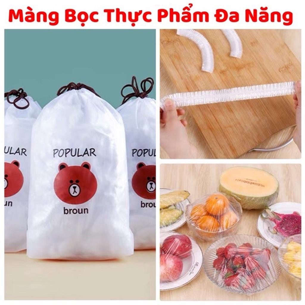 Set 100 màng bọc thực phẩm gấu, co giãn siêu dai có thun, có thể tái sử dụng