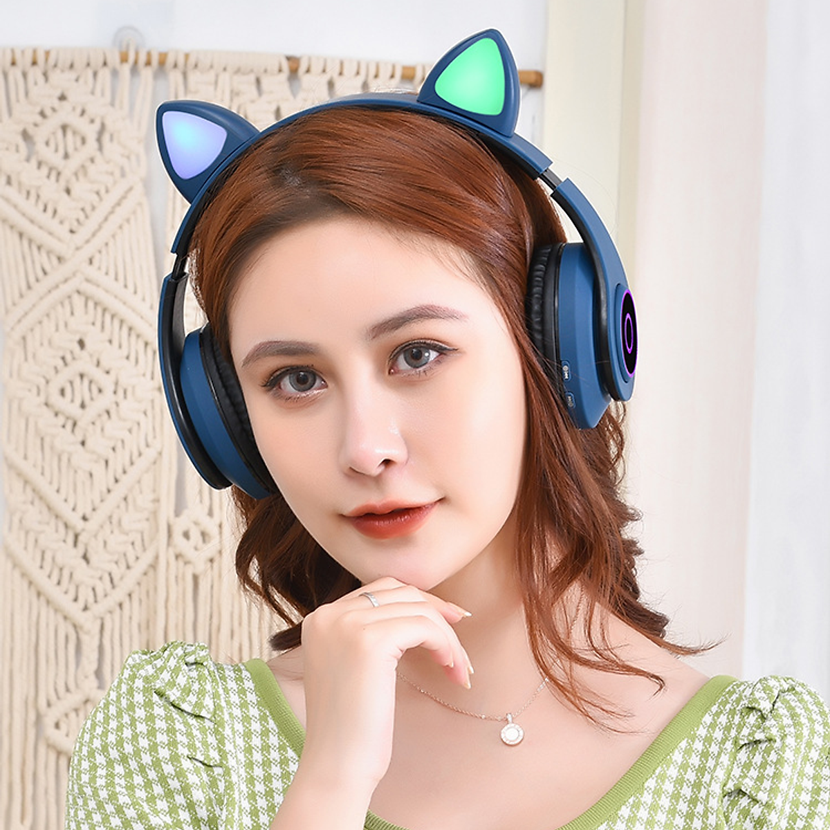 Tai nghe chụp tai Bluetooth ROYALMIC B39 Phiên bản tai mèo siêu cute - Tích hợp đèn LED rực rỡ - Hàng Chính Hãng