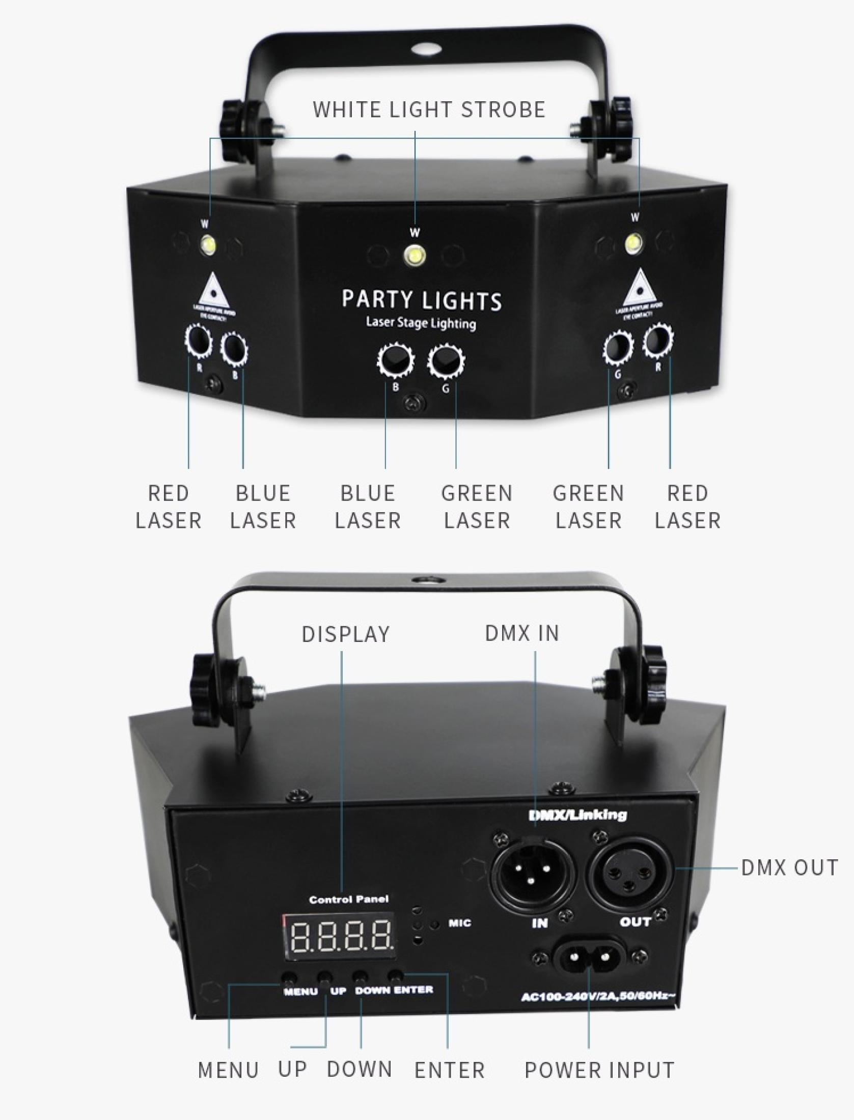 Đèn LASER Vũ Trường Cảm Biến Âm Thanh, Ánh Sáng Laze Có Chế Độ DMX