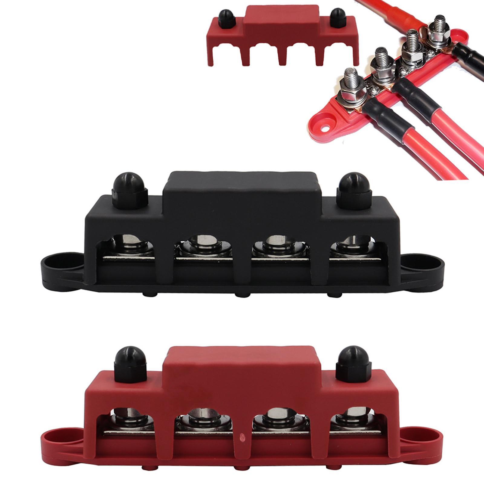 4 Stud Power Distribution Block with Cover Accessories Bus Bar Pair Fit for Marine Automotive
