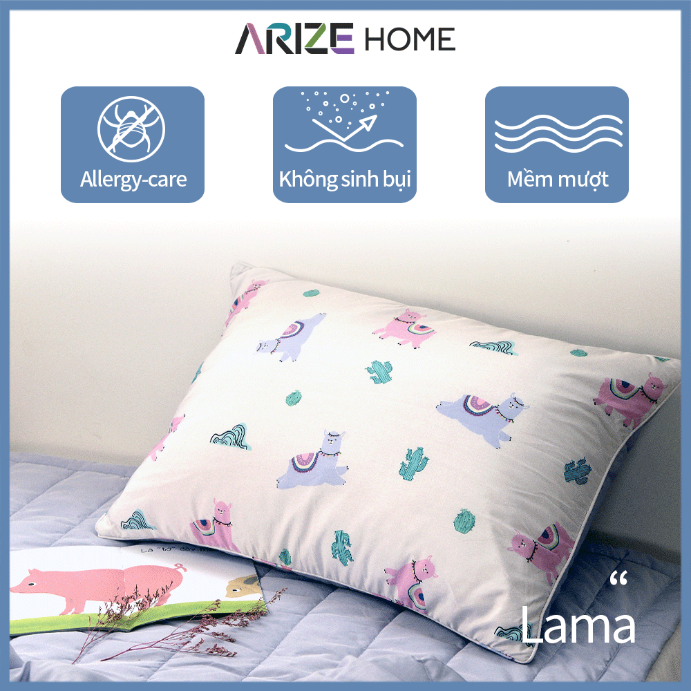 Vỏ Gối ARIZE Vải Microfiber Họa Tiết Con Vật Dễ Thương 50x70cm (1 Cái)