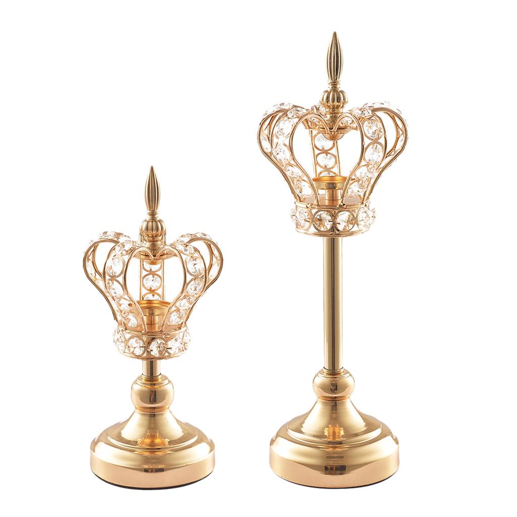 2xGold  Candlestick Ornament Tea Light Holder Photo Prop Desktop Decor