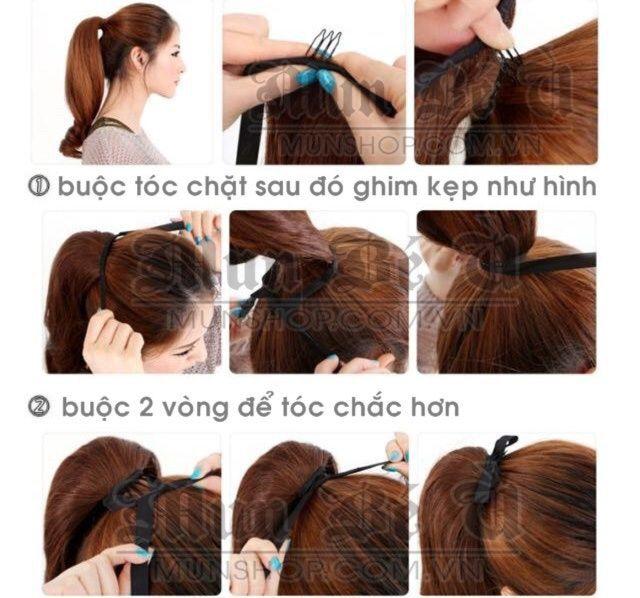 Tóc giả nữ đẹp tóc giả cột xoăn đuôi 60cm