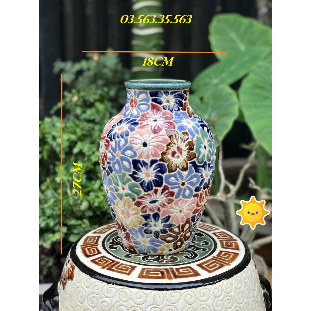 Bình Bách Hoa Gốm Sứ Nam Bộ 27cm