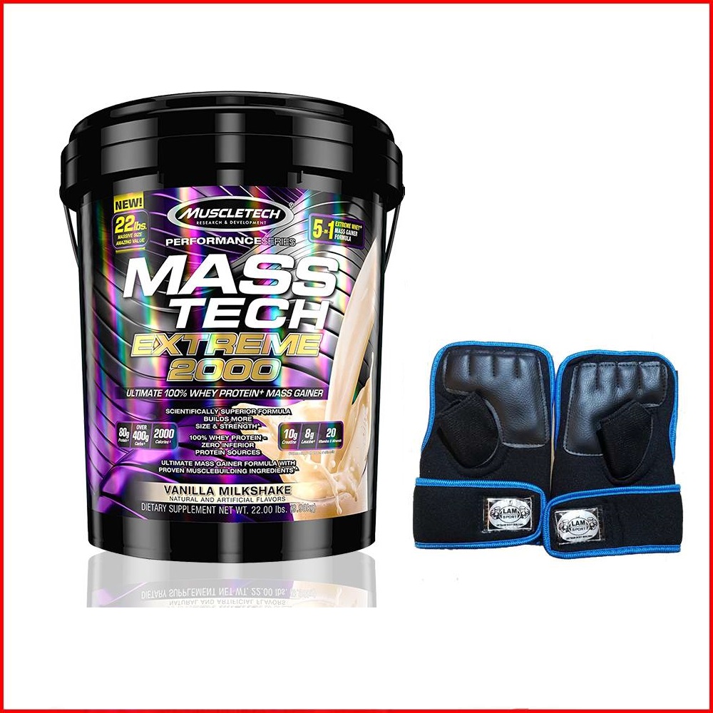 Sữa tăng cân tăng cơ MASS TECH EXTREME 2000 của MuscleTech hương Vanilla thùng lớn 10 kg hỗ trợ tăng cân tăng cơ nhanh cho người gầy kén ăn, khó hấp thu, khó tăng cân