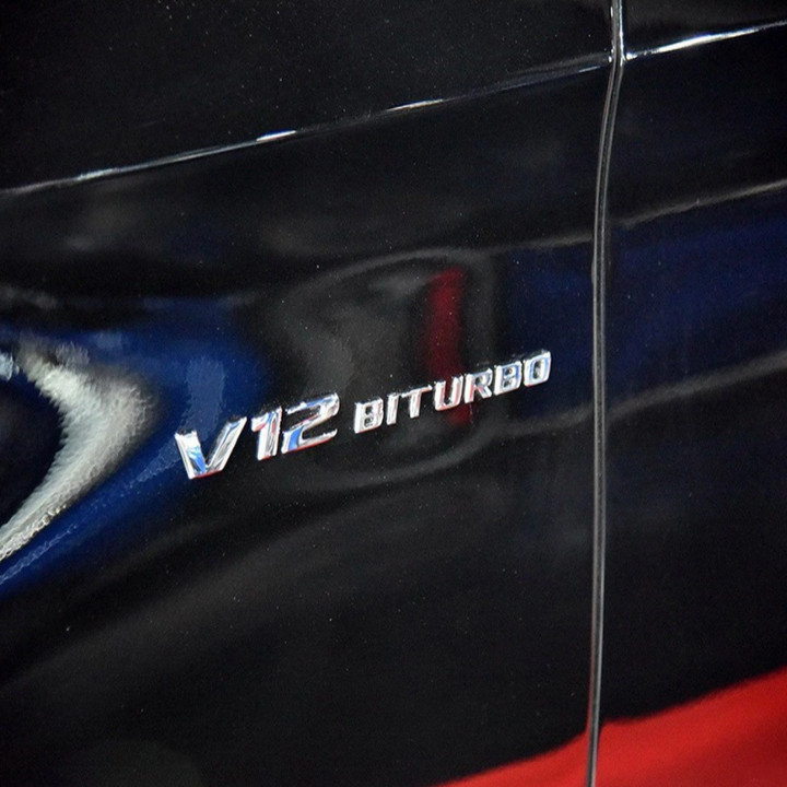 Decal tem chữ V12-Biturbo dán hông xe Mercedes