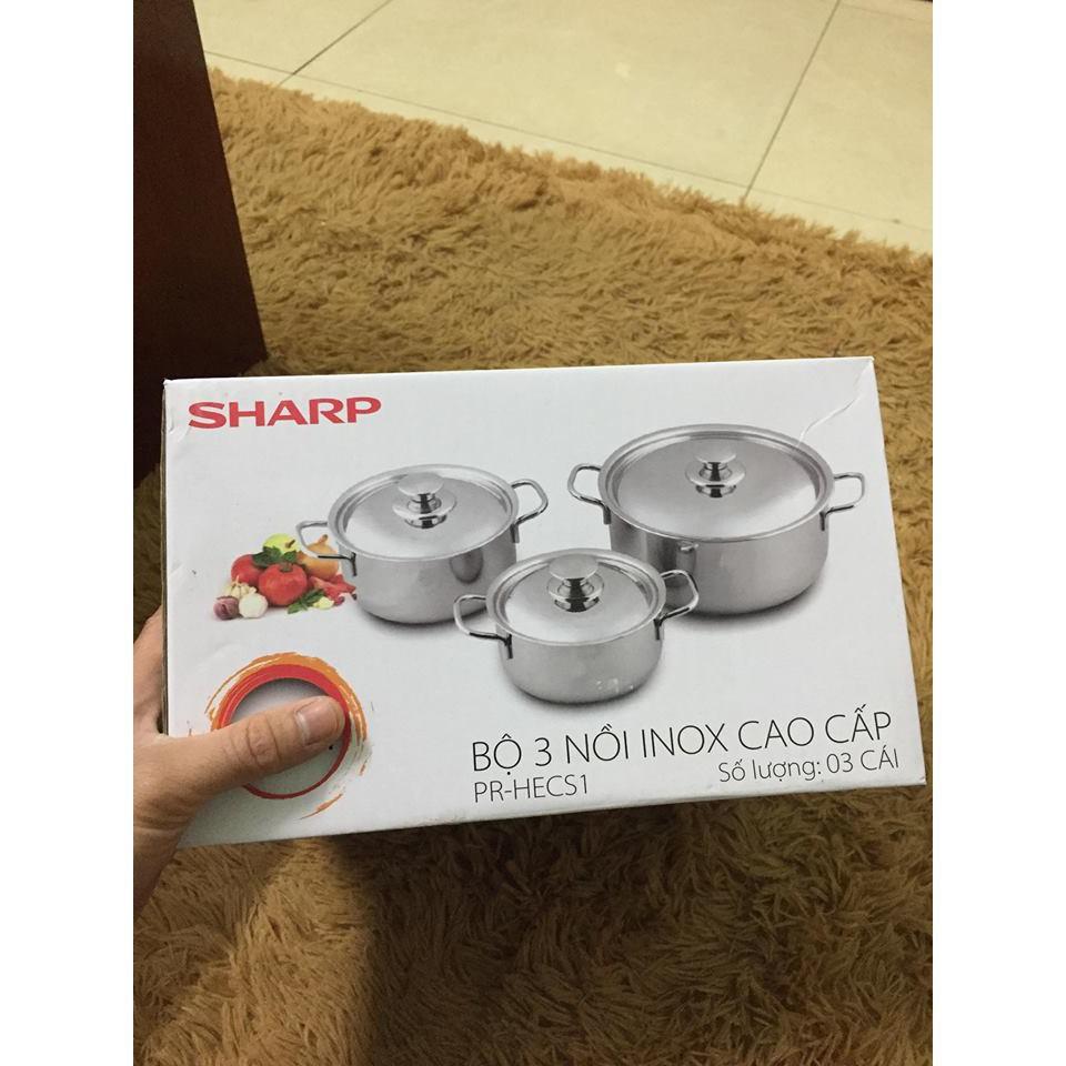 Bộ 3 nồi sharp Inox dùng cho mọi loại bếp (kể cả bếp từ)