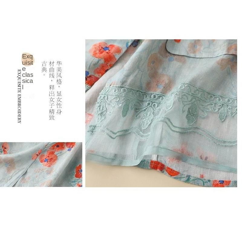 Áo Khoác Chống Nắng Chất Liệu Cotton Lanh Mỏng Nhẹ In Họa Tiết Thời Trang Cho Nữ