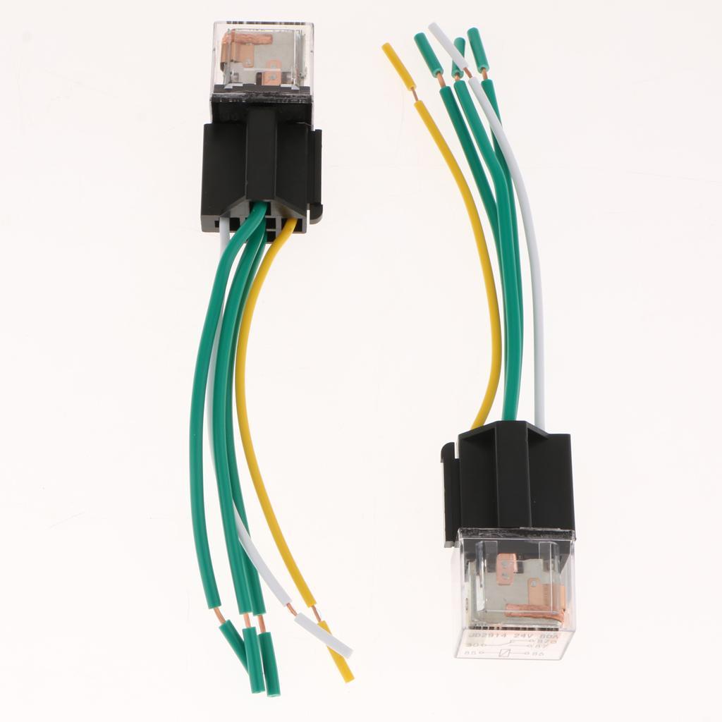 5 Pieces Car Relay and Socket 5-Pin 24V 80A SPDT Car Relay with Wires 16AWG