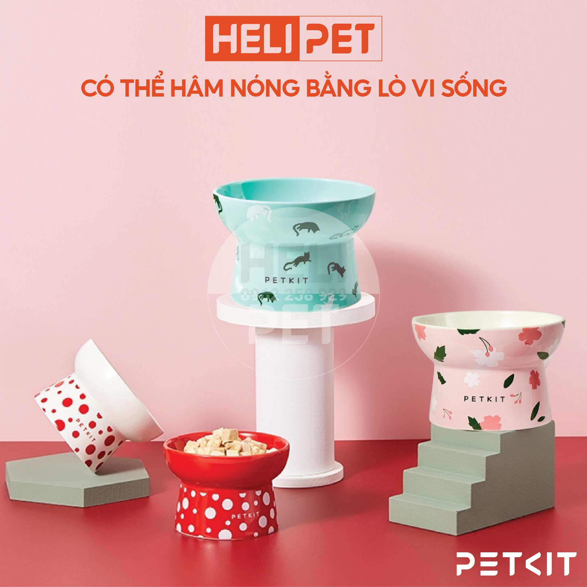 Chén Ăn, Bát Ăn Cho Chó Mèo Chống Gù Làm Từ Gốm Sứ Cao Cấp Ceramic Petkit Cera Spot- HeLiPet