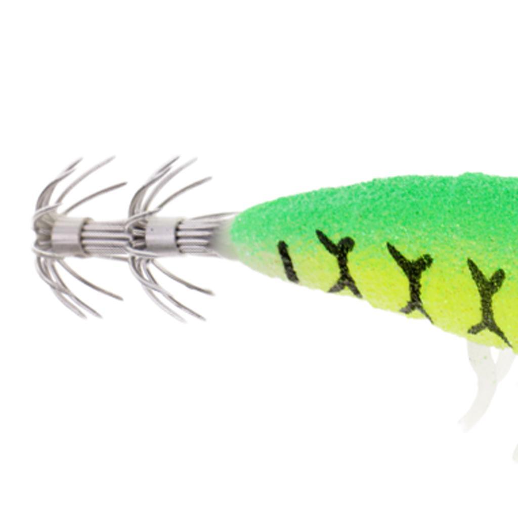 2pcs Glow In Dark Squid Lure Hooks Shrimp Fishing Lures W/ Luminous Soft Leg