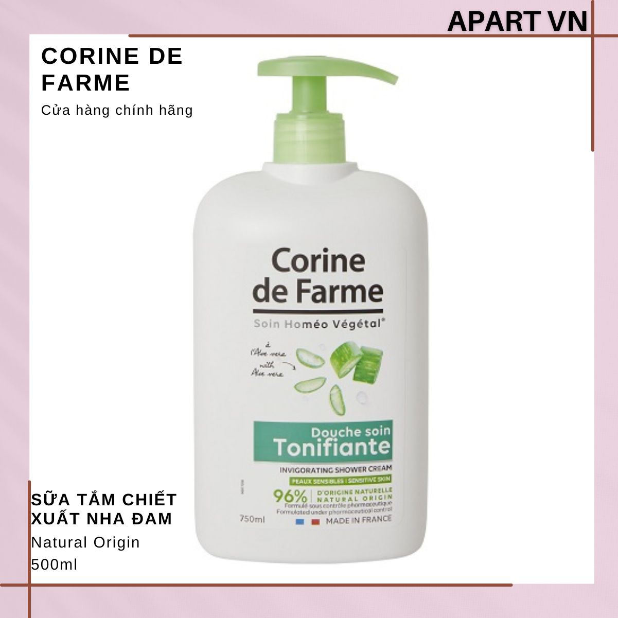 Sữa tắm dưỡng da Corine de Farme tinh chất Nha đam 750ML