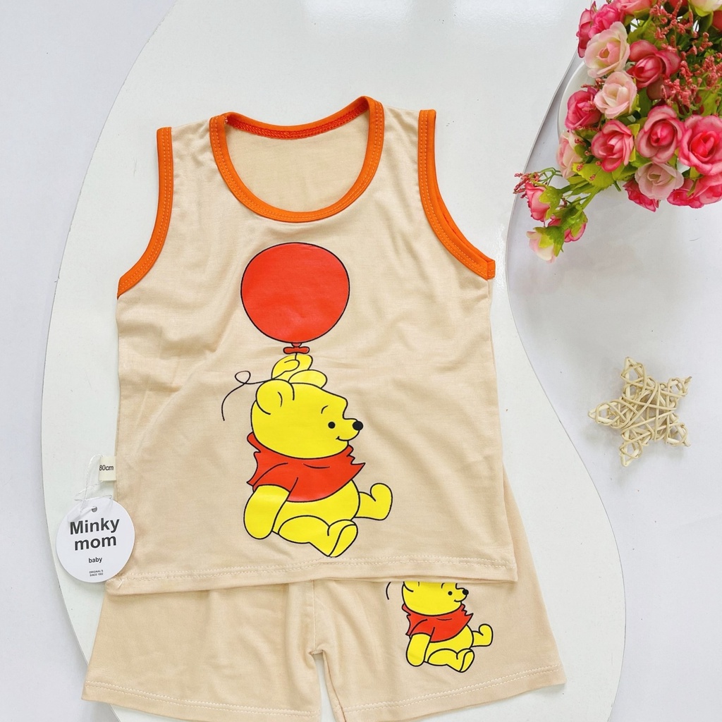 Quần áo ba lỗ cho bé trai, bé gái Minky mom thun lạnh 4 chiều