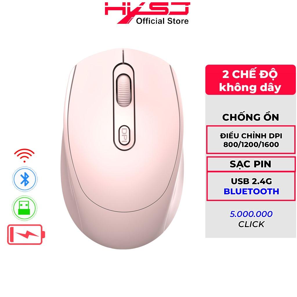 Chuột không dây Bluetooth HXSJ M100B chống ồn, DPI 1600, chế độ kép wireless usb 2.4Ghz &amp; bluetooth - HÀNG CHÍNH HÃNG