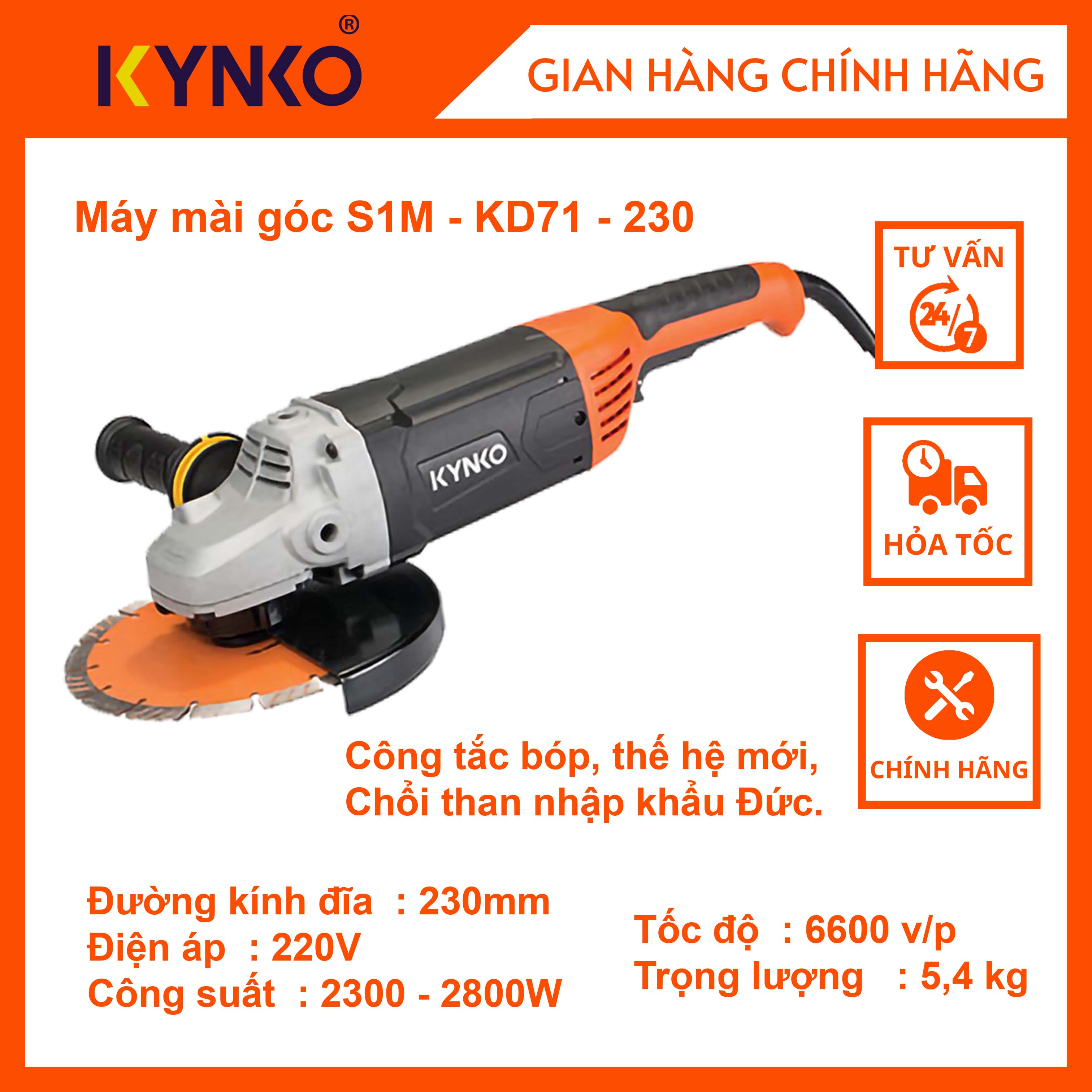 Máy mài 230 - KD71 cầm tay chất lượng chính hãng Kynko #6712
