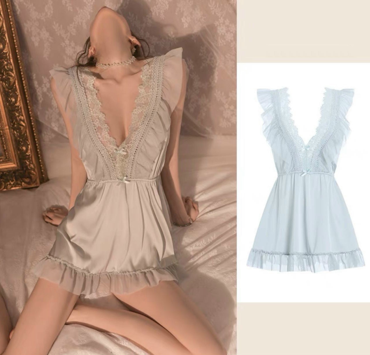 Váy Ngủ Cổ Chữ V Siêu Gợi Cảm - B.Lingerie