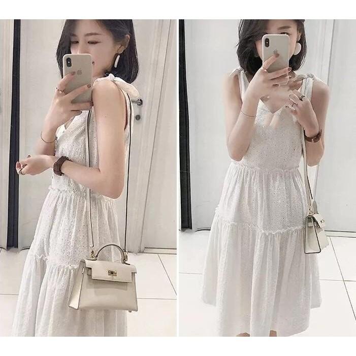 Đầm xô dây vai thắt nơ siêu xinh