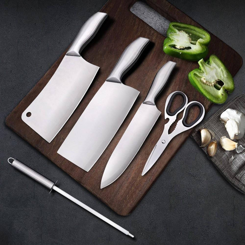 Bộ dao Nhật 6 món nhà bếp chất liệu INOX cao cấp chống han gỉ, Bộ dao nhật 6 món kèm khay đựng sang trọng tiện lợi