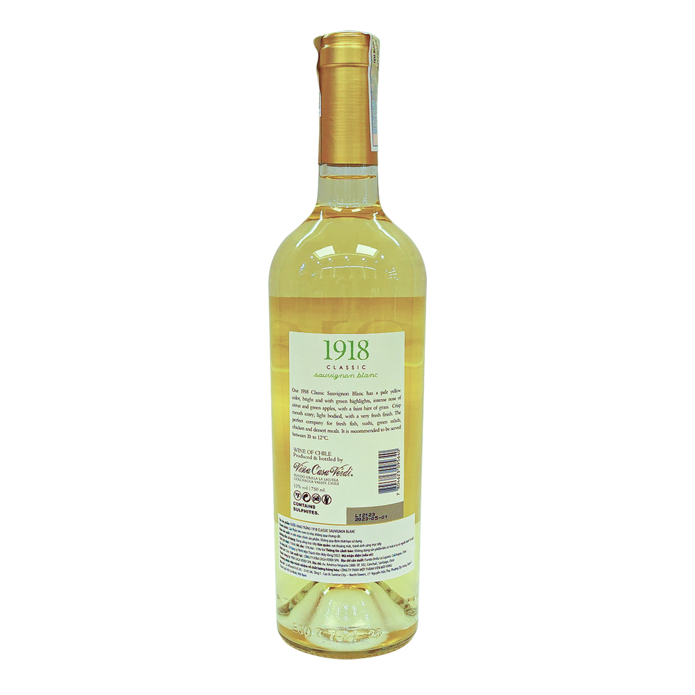 Rượu Vang Trắng  Chile 1918 Classic Sauvignon Blanc 750ml 13% Chile - Chính Hãng