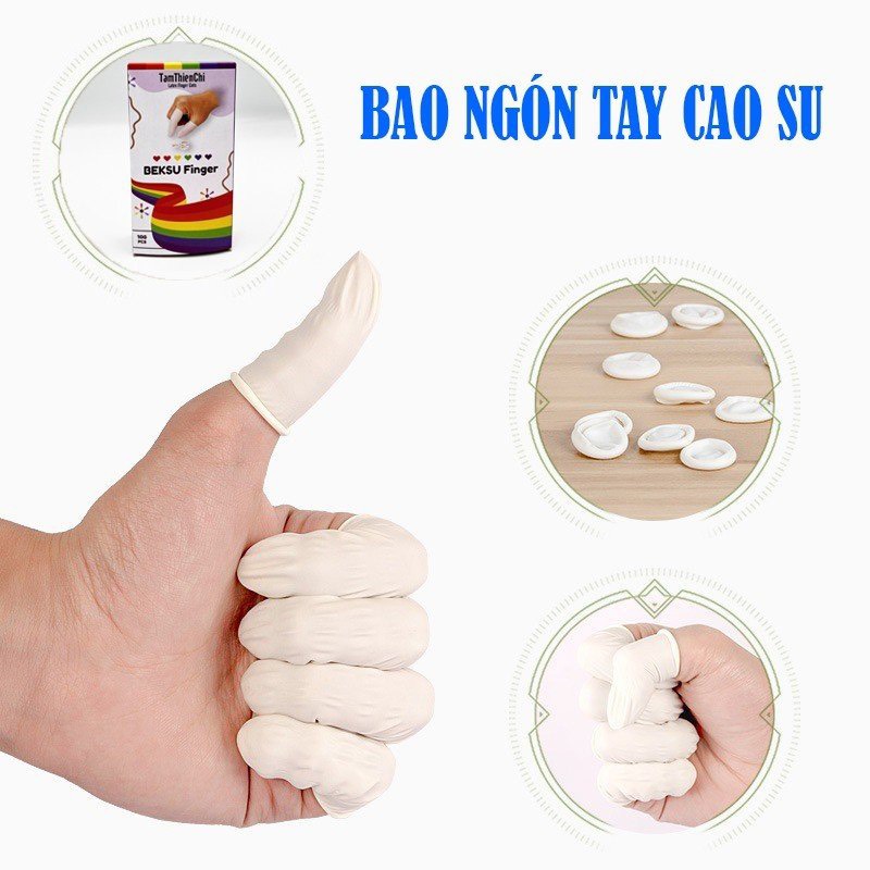 Bao ngón tay cao su Beksu Tâm Thiện Chí Hộp 100 cái