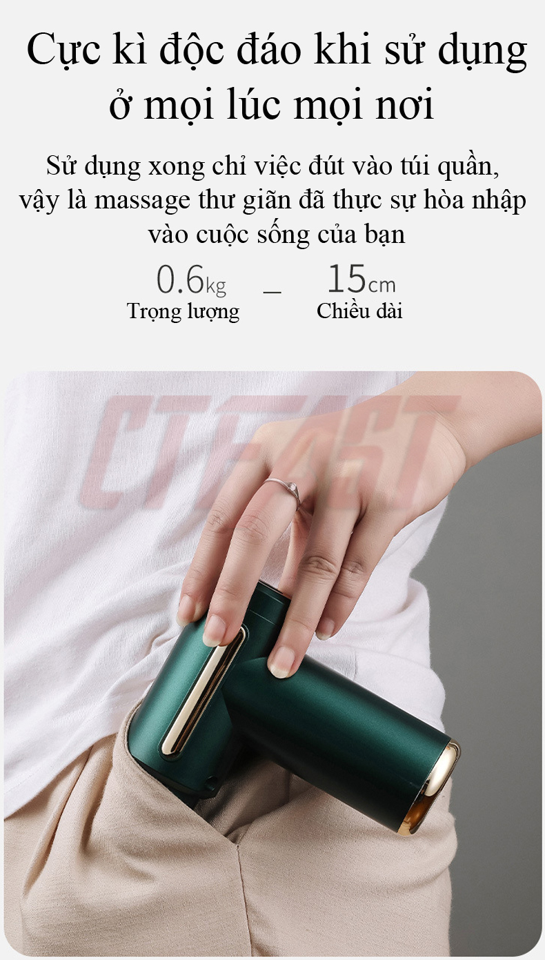 Máy massage mini cầm tay CTFAST-720: Mát xa 6 cấp độ, hỗ trợ maassage chuyên sâu, giảm đau cơ, cứng khớp hiệu quả nhanh chóng, đi kèm 4 đầu chuyên dụng - Quà tặng cho sức khỏe