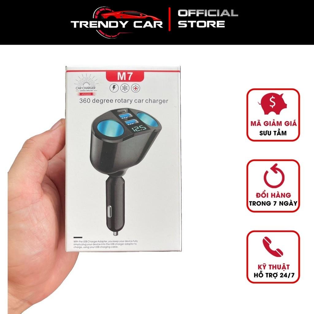 Bộ chia tẩu sạc nhanh ô tô 12/24V gồm cổng sạc nhanh usb trên oto gồm 2 nguồn tẩu, 2 cổng sạc 3.0 và Cổng Type C/PD